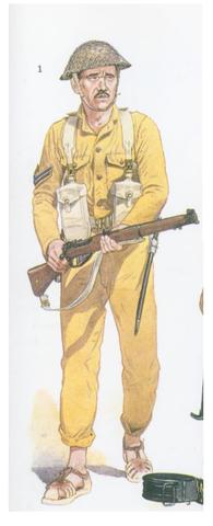 Cabo del ejército egipcio completamente equipado con material británico, a excepción de su calzado que era el empleado localmente por siglos