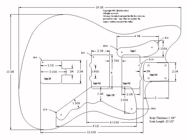 Fender mustang чертеж